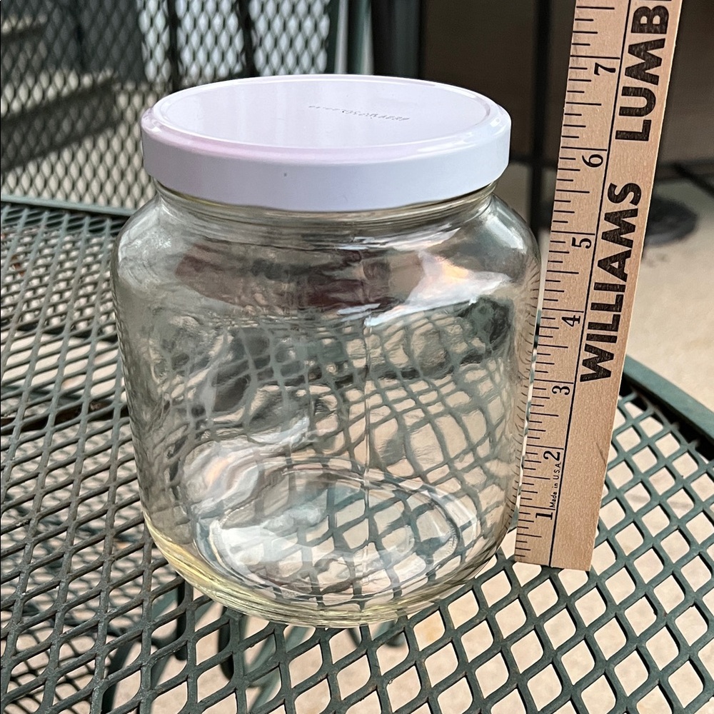 Source Unknown Clear Glass Storage Jar with White Lid
